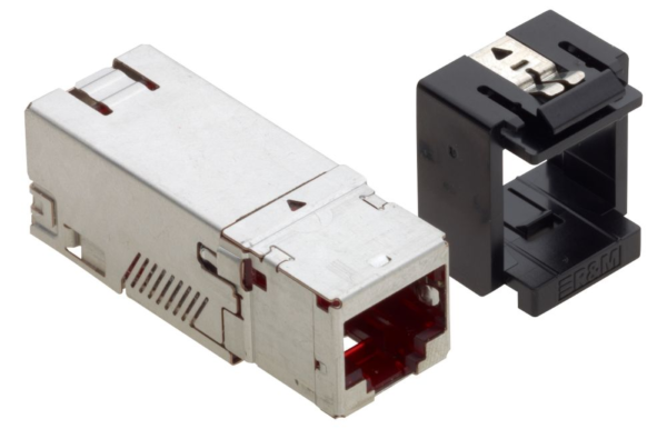 Module de connexion Cat. 6A, 1xRJ45/s, Snap-in, noir, 24x