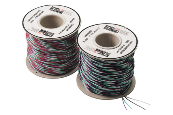 Fil de liaison 4x0,5 mm, 100 m, blanc / noir / turquoise / violet