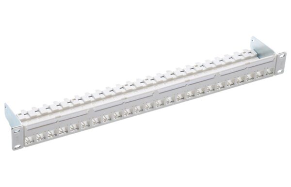 Panneau de brassage PC 19" 1U, 24 ports/s, Cat. 6A, gris, vide